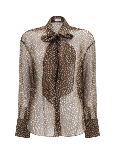 dapple silk organza shirt with neck tie