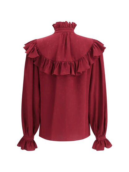 SAINT LAURENT 38 silk blouse with ruffles