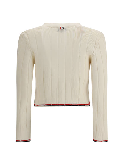 THOM BROWNE 38 ladder full needle rib stitch v neck car