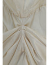 slip dress with draping and lace inserts