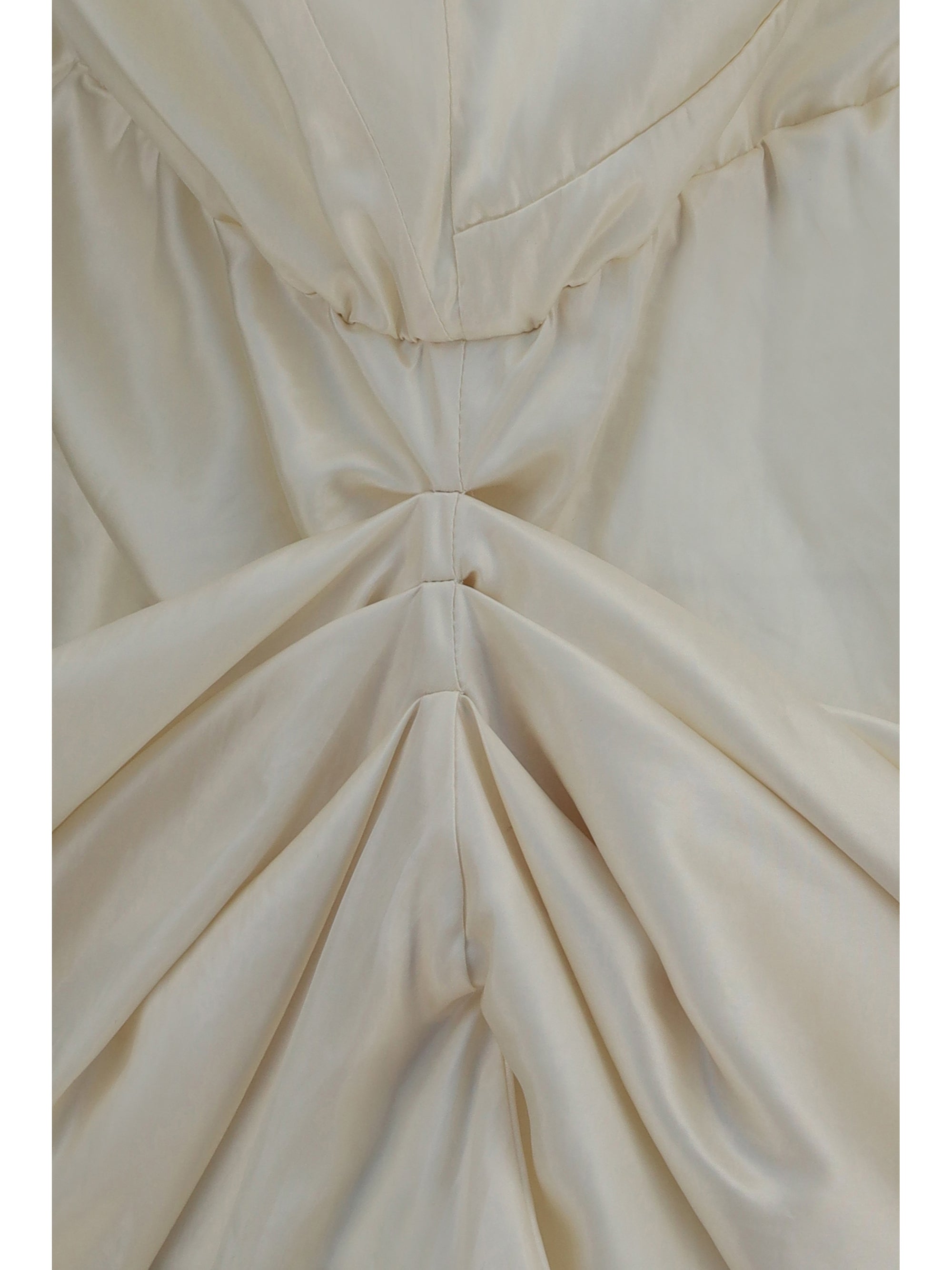 slip dress with draping and lace inserts