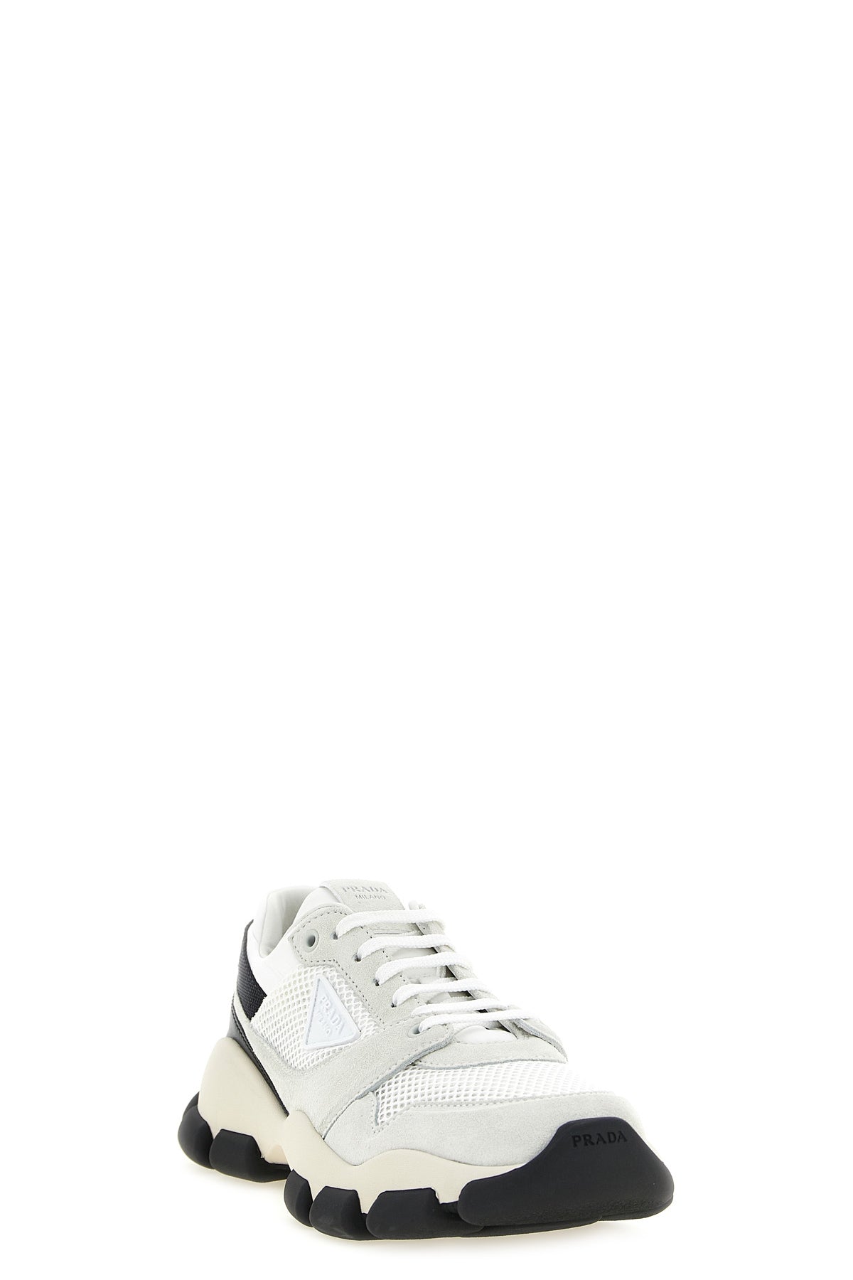 tone-on-tone technical mesh and suede sneakers