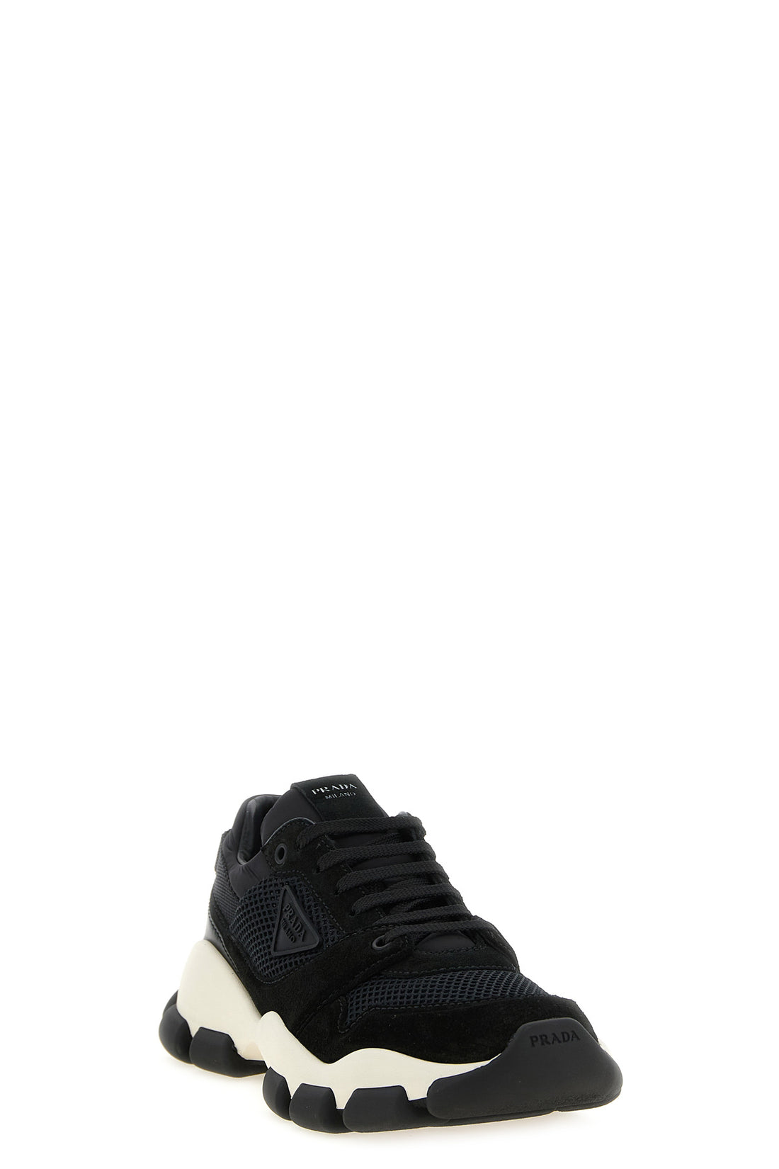 PRADA 37 tone-on-tone technical mesh and suede sneakers