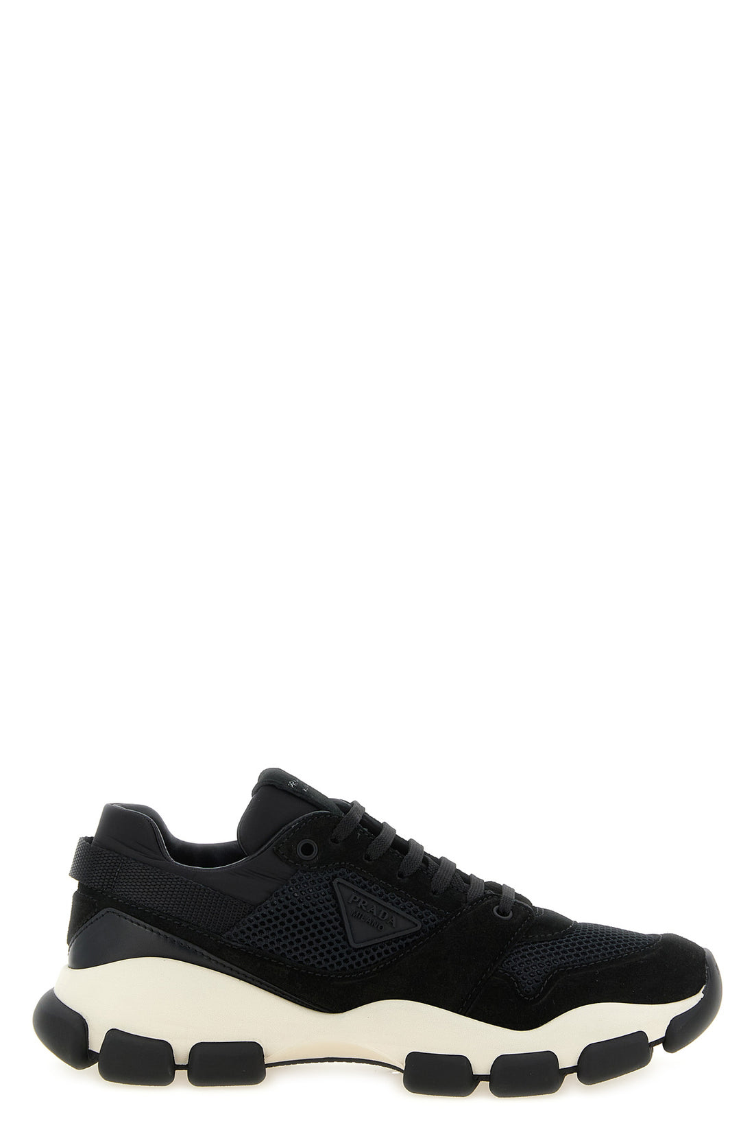 PRADA 37 tone-on-tone technical mesh and suede sneakers