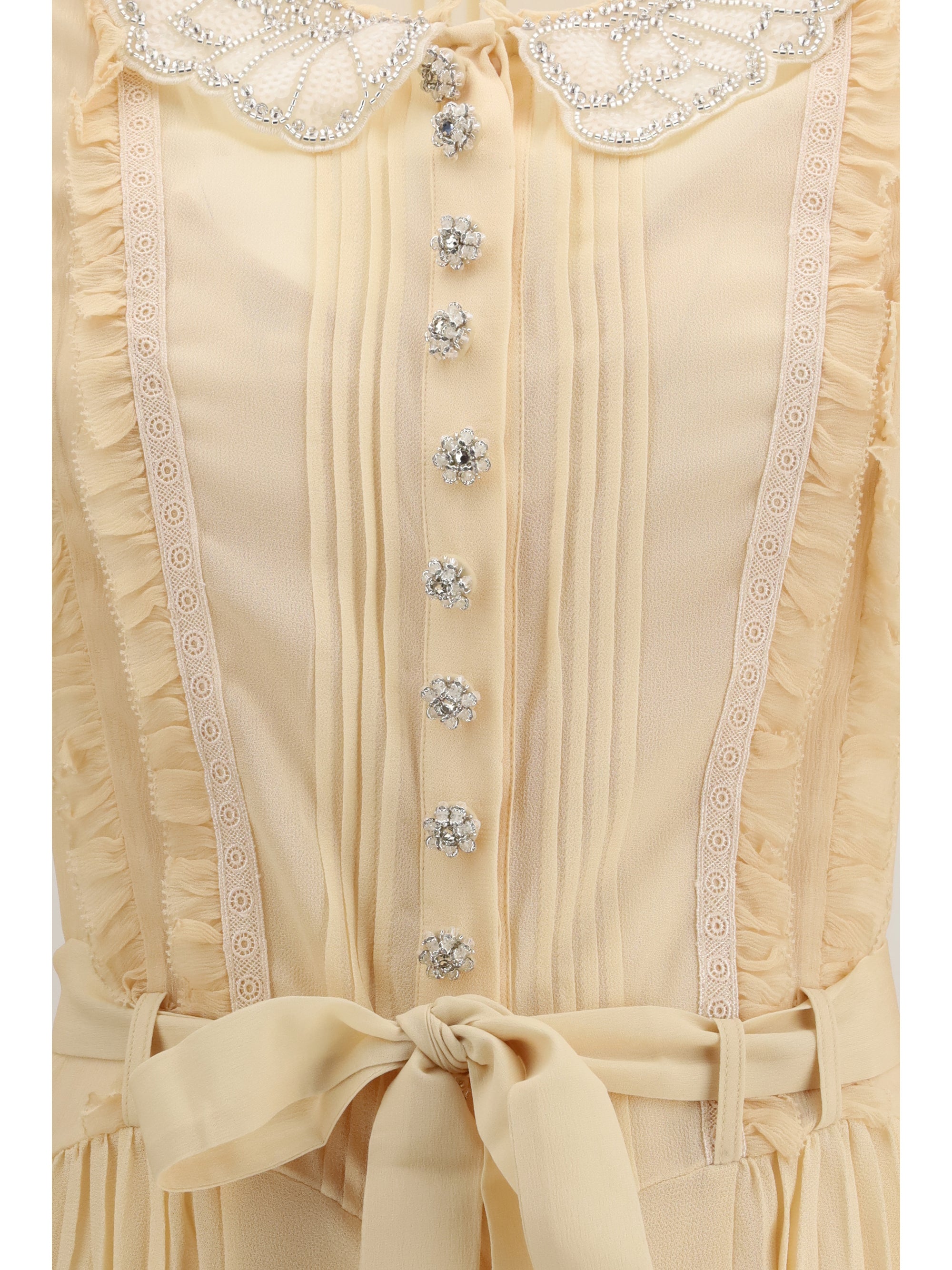 pleated georgette mini dress