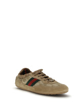 GUCCI 36 shift sneakers in gg fabric and leather