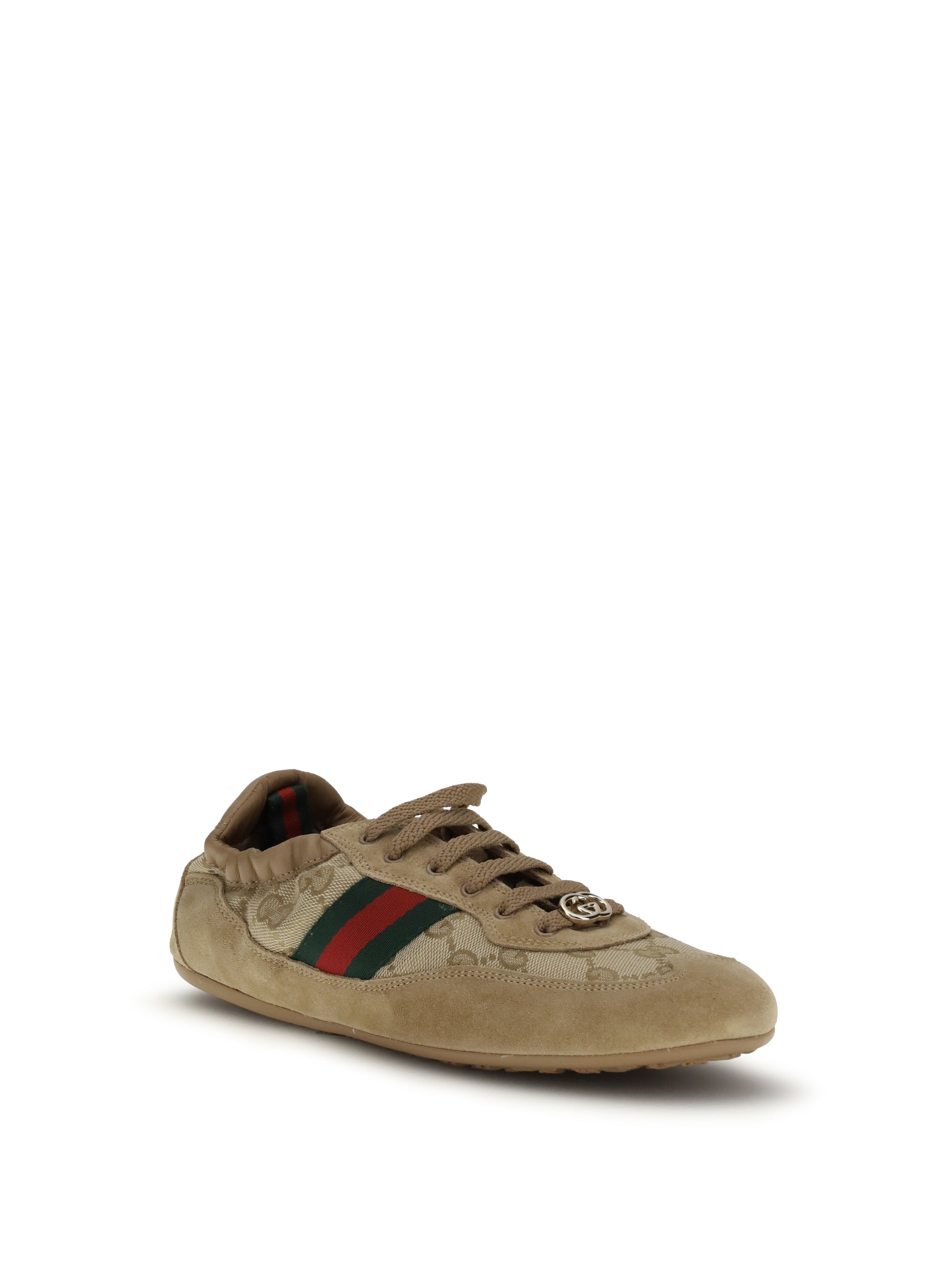 GUCCI 36 shift sneakers in gg fabric and leather
