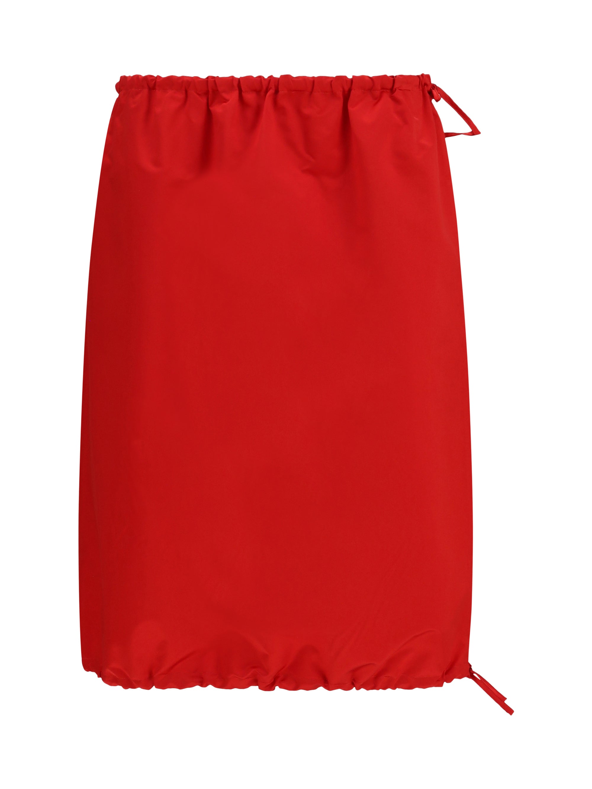 satin midi skirt with drawstring