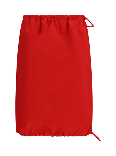 satin midi skirt with drawstring