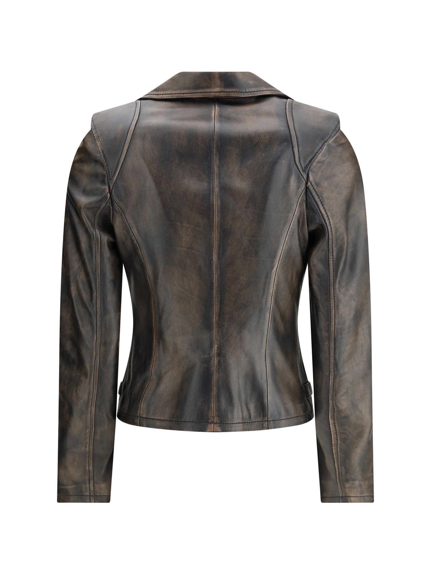 SWORD 6.6.44 42 cropped leather biker jacket