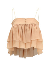 CHLOÉ 38 sleeveless ruffled top in silk georgette
