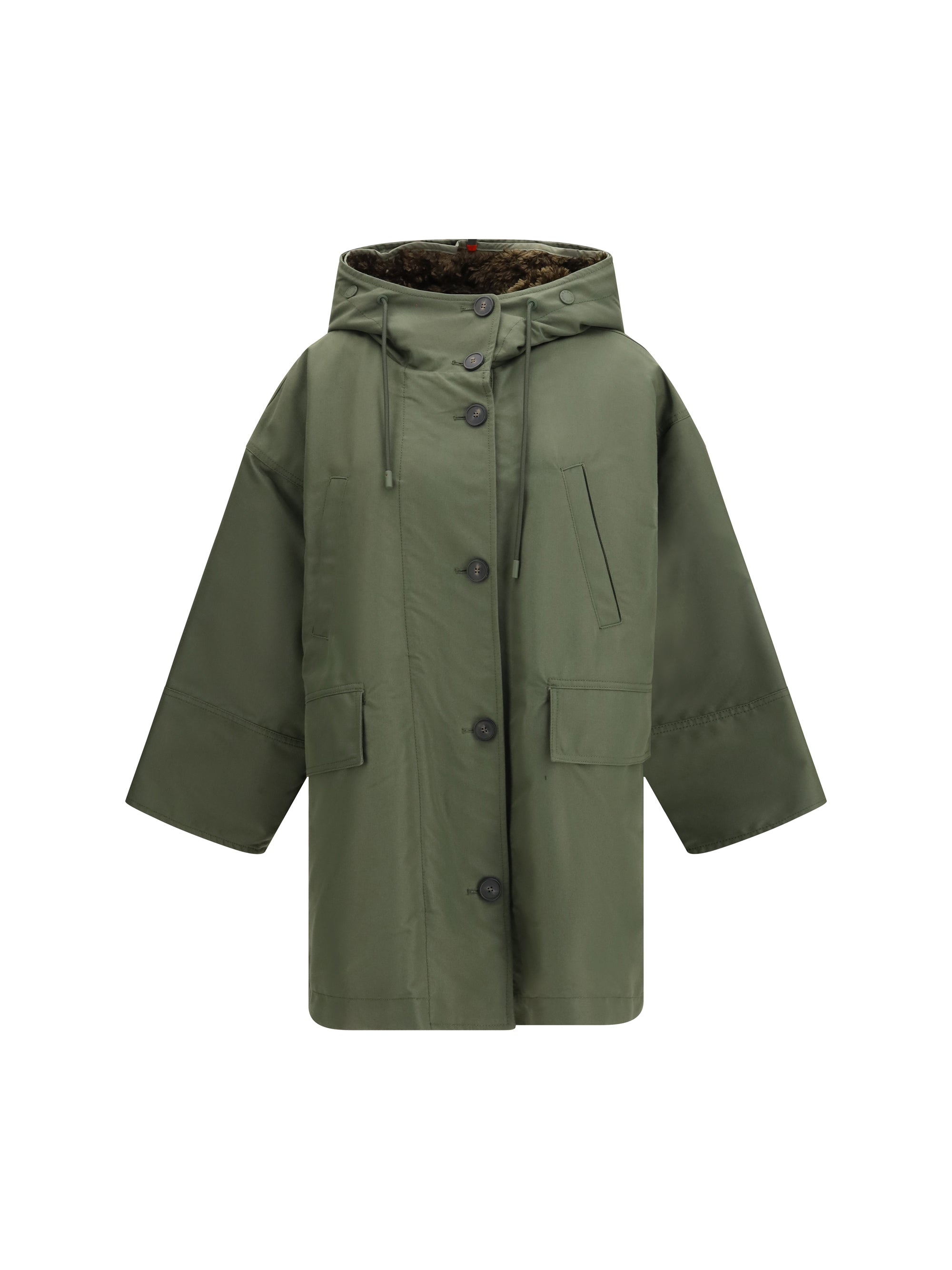 water-repellent canvas midi parka