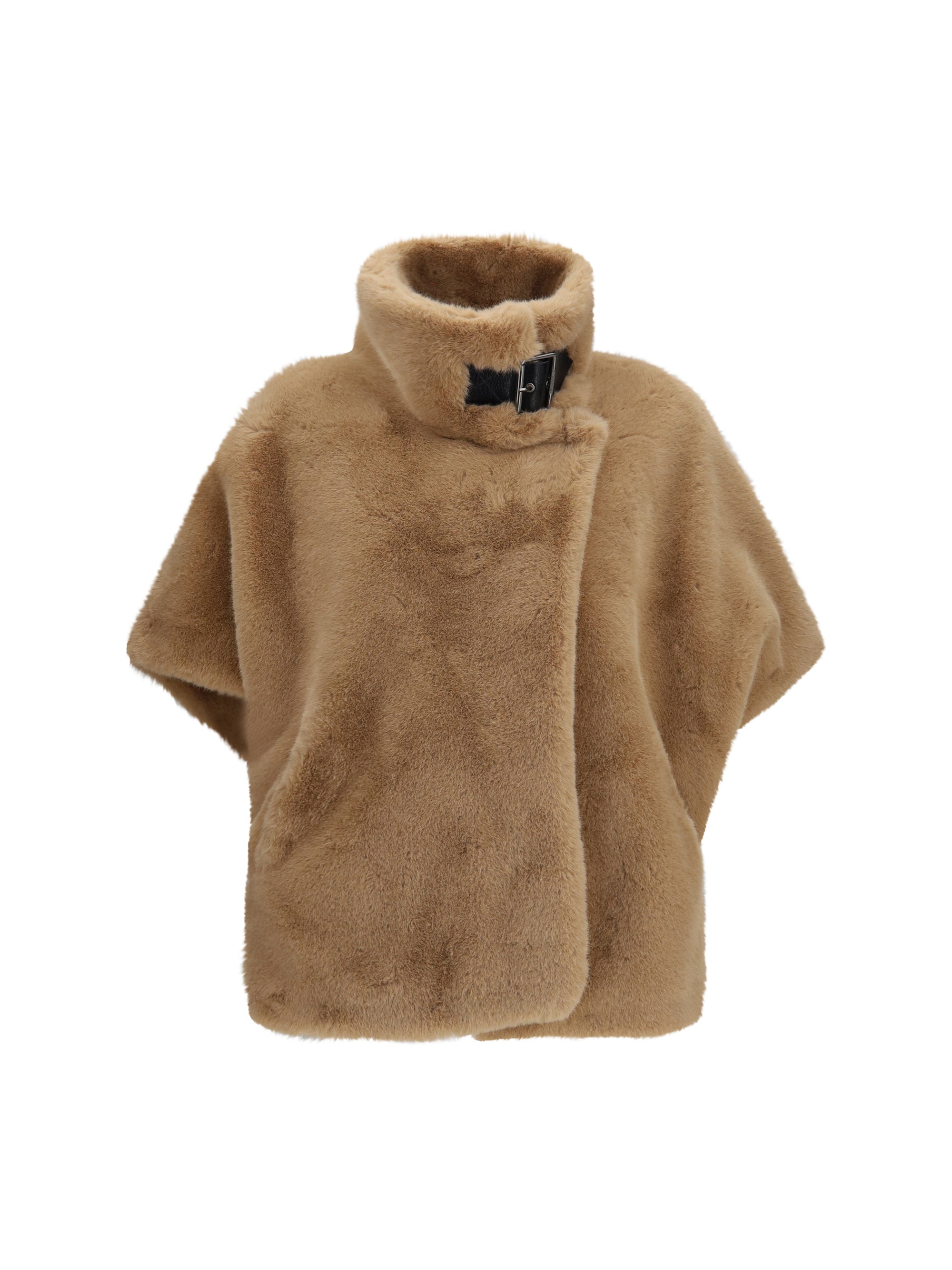 faux fur jacket with buckle