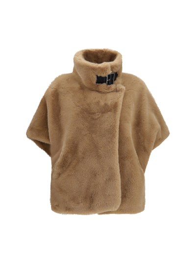 faux fur jacket with buckle