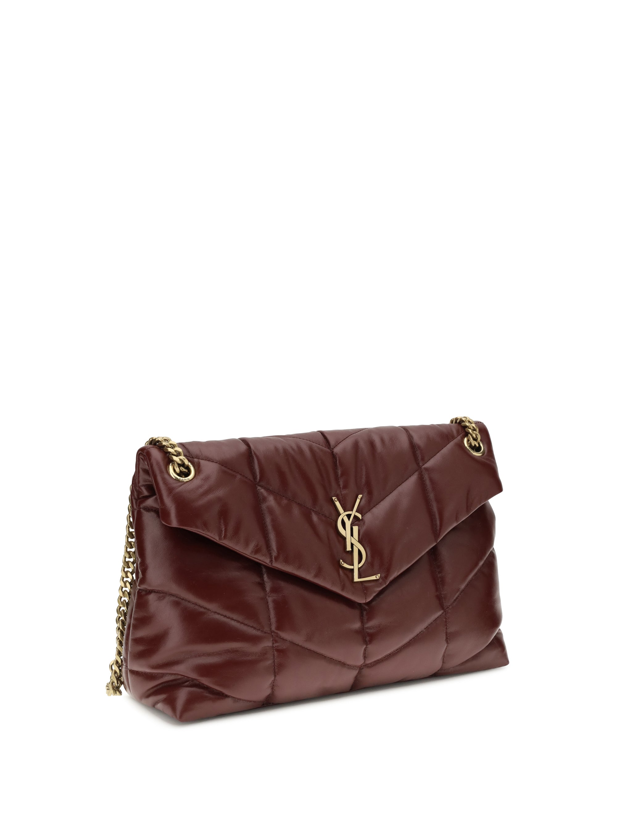 medium puffer bag in glossy leather
