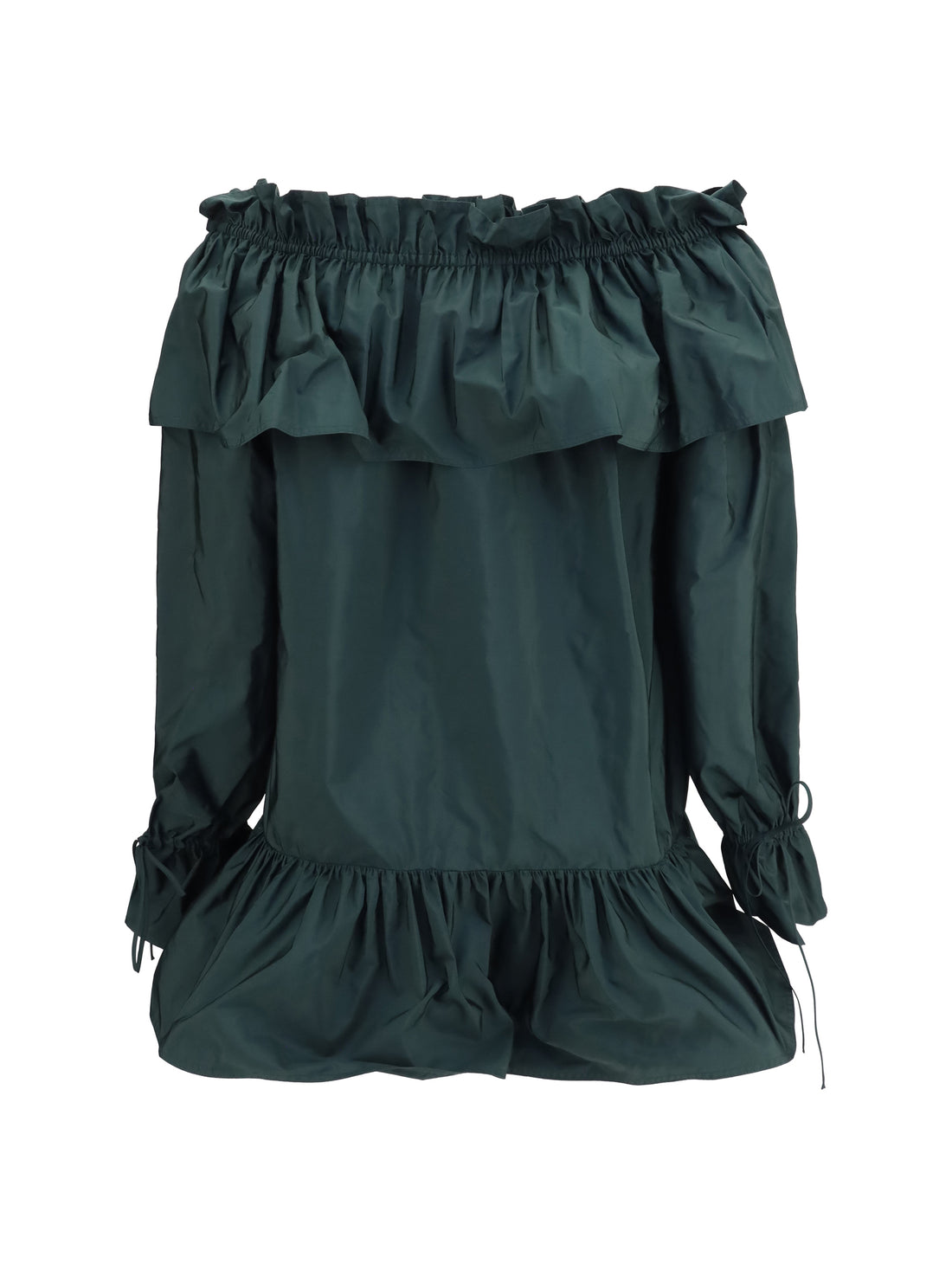 SAINT LAURENT 36 ruffled nylon poplin dress
