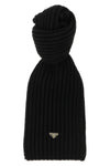 the prada virgin wool logo scarf defines winter aesthetics through rigorous engl