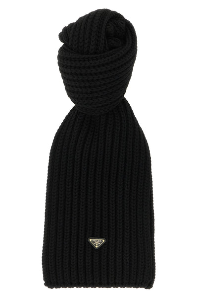 the prada virgin wool logo scarf defines winter aesthetics through rigorous engl