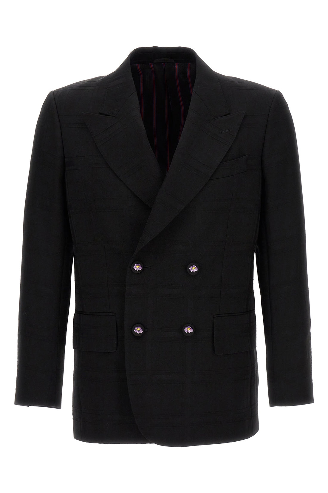 ETRO 50 check double-breasted wool blazer