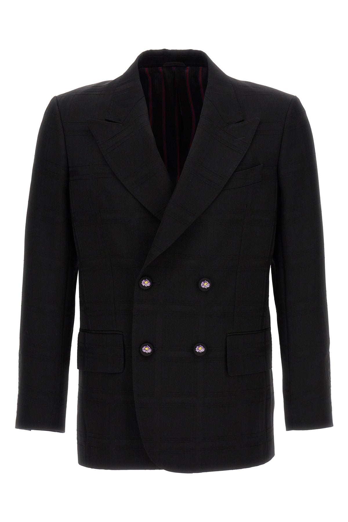 check double-breasted wool blazer