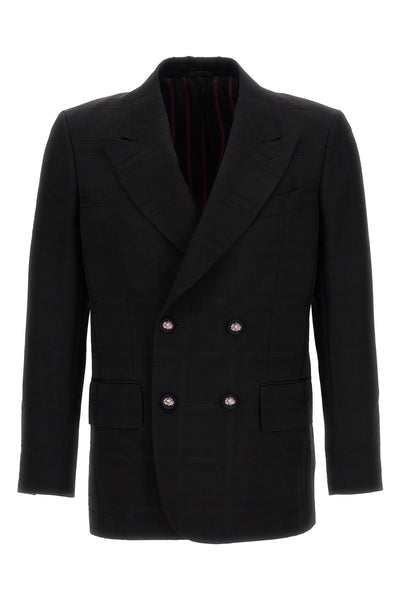 check double-breasted wool blazer