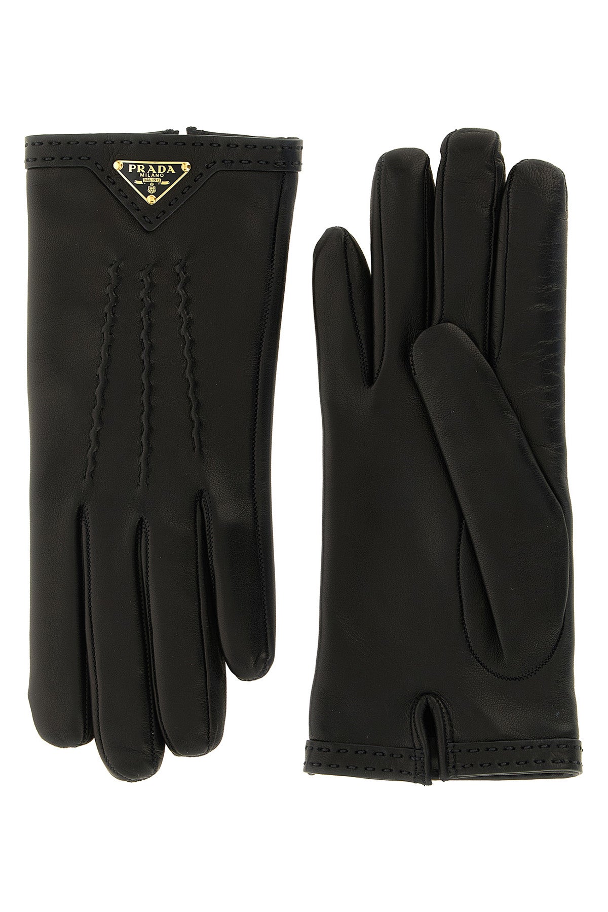 prada gloves feature a tailored construction in soft black lambskin