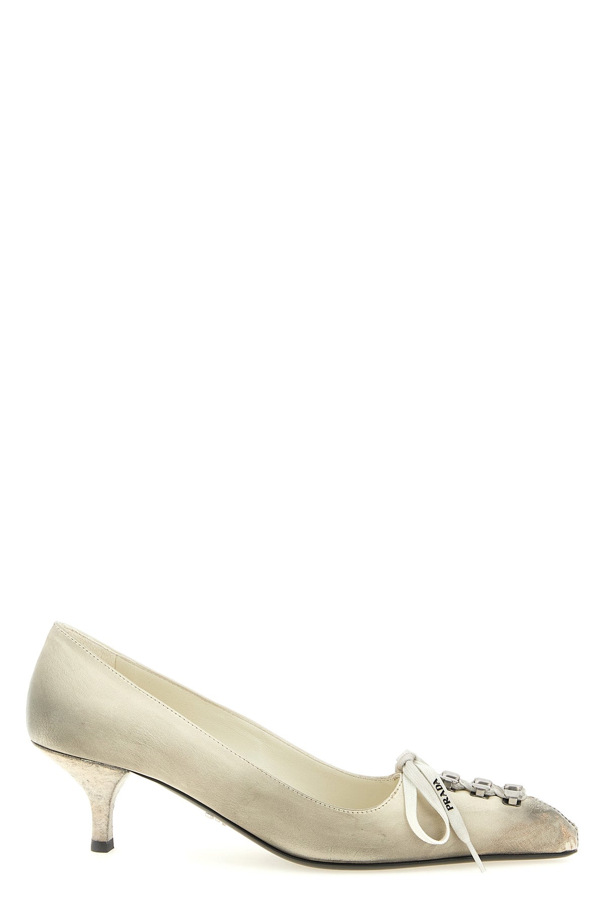 prada pure calcum-colored calf leather pumps reinterpret the classic pointed sil