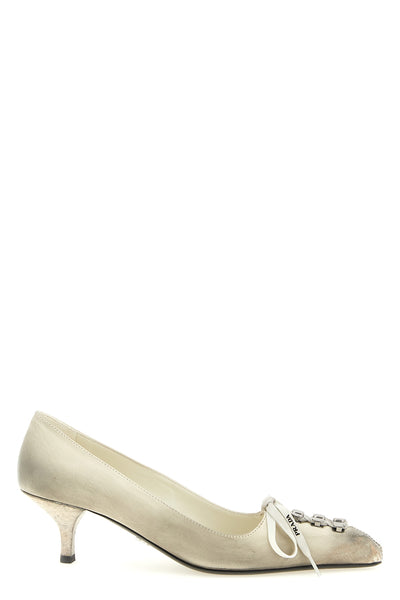 prada pure calcum-colored calf leather pumps reinterpret the classic pointed sil