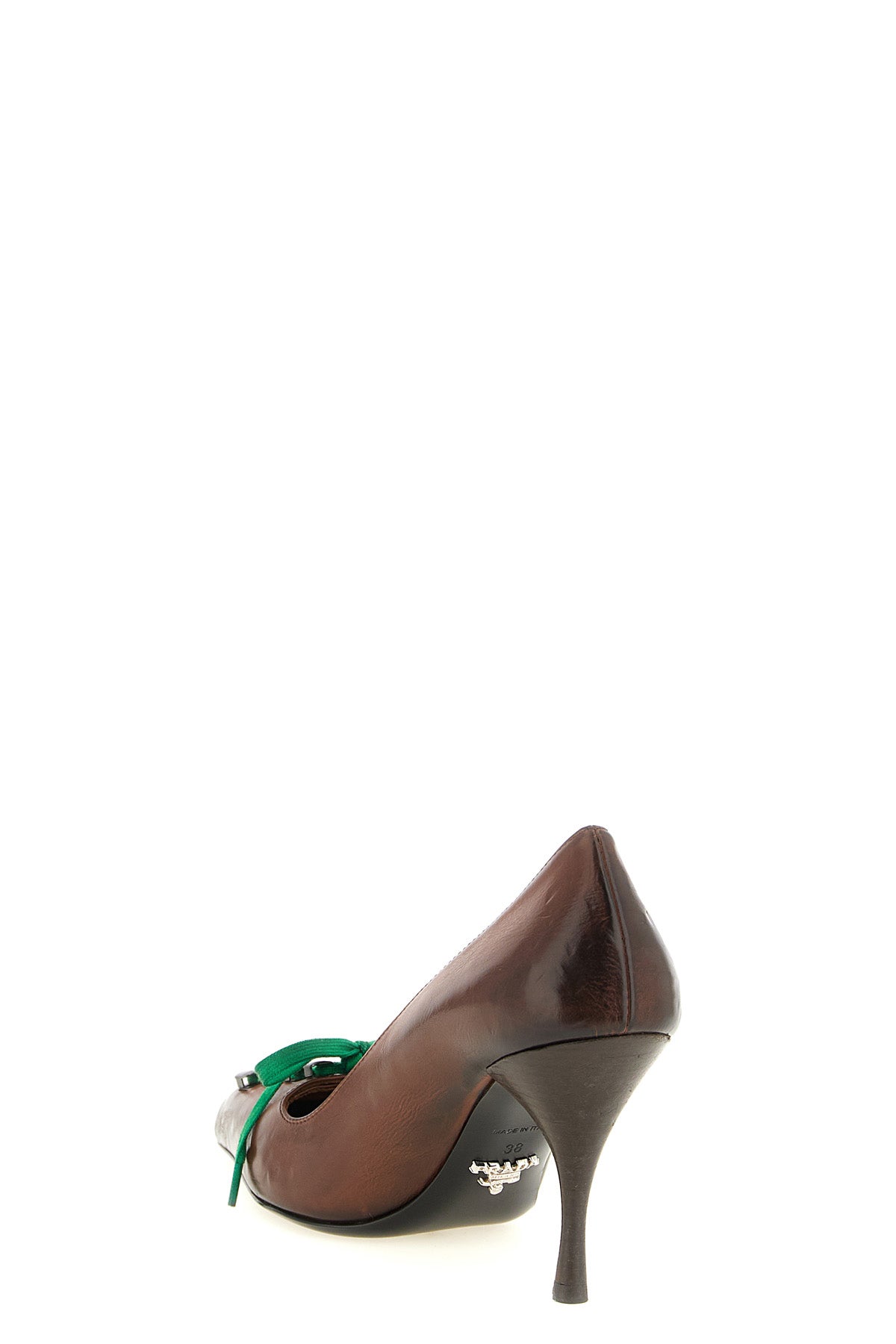 prada antique calf leather pumps have a tapered shape