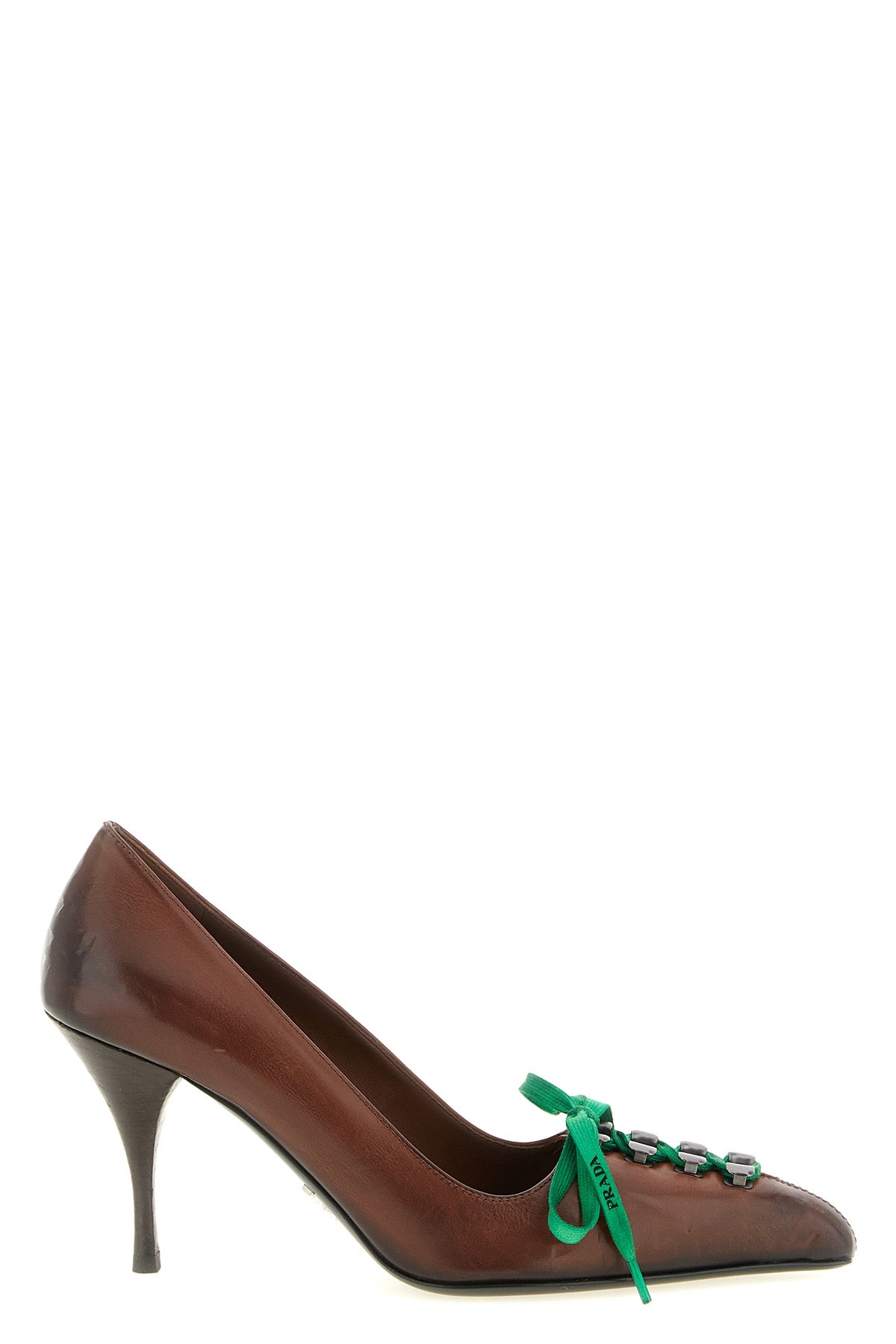 prada antique calf leather pumps have a tapered shape