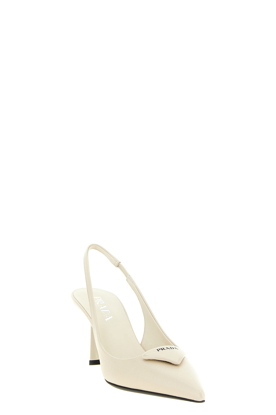 PRADA 36.5 prada saffiano leather slingback pumps meet the mirrored finish of paint for a r