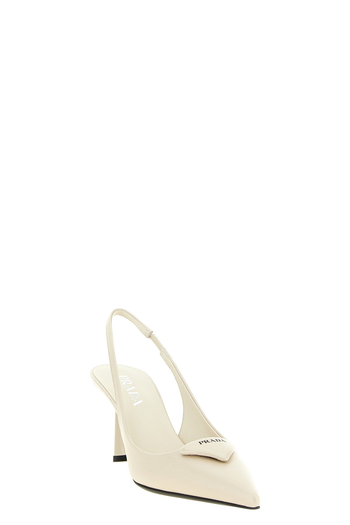 prada saffiano leather slingback pumps meet the mirrored finish of paint for a r