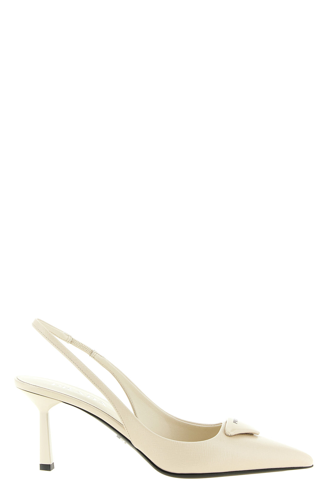 PRADA 36.5 prada saffiano leather slingback pumps meet the mirrored finish of paint for a r