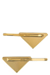 set of 2 triangle logo hair clips in enameled metal