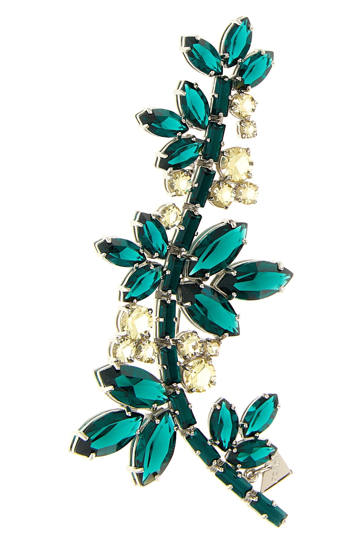 the prada crystal flowers brooch defines the brands aesthetic through a rigorou