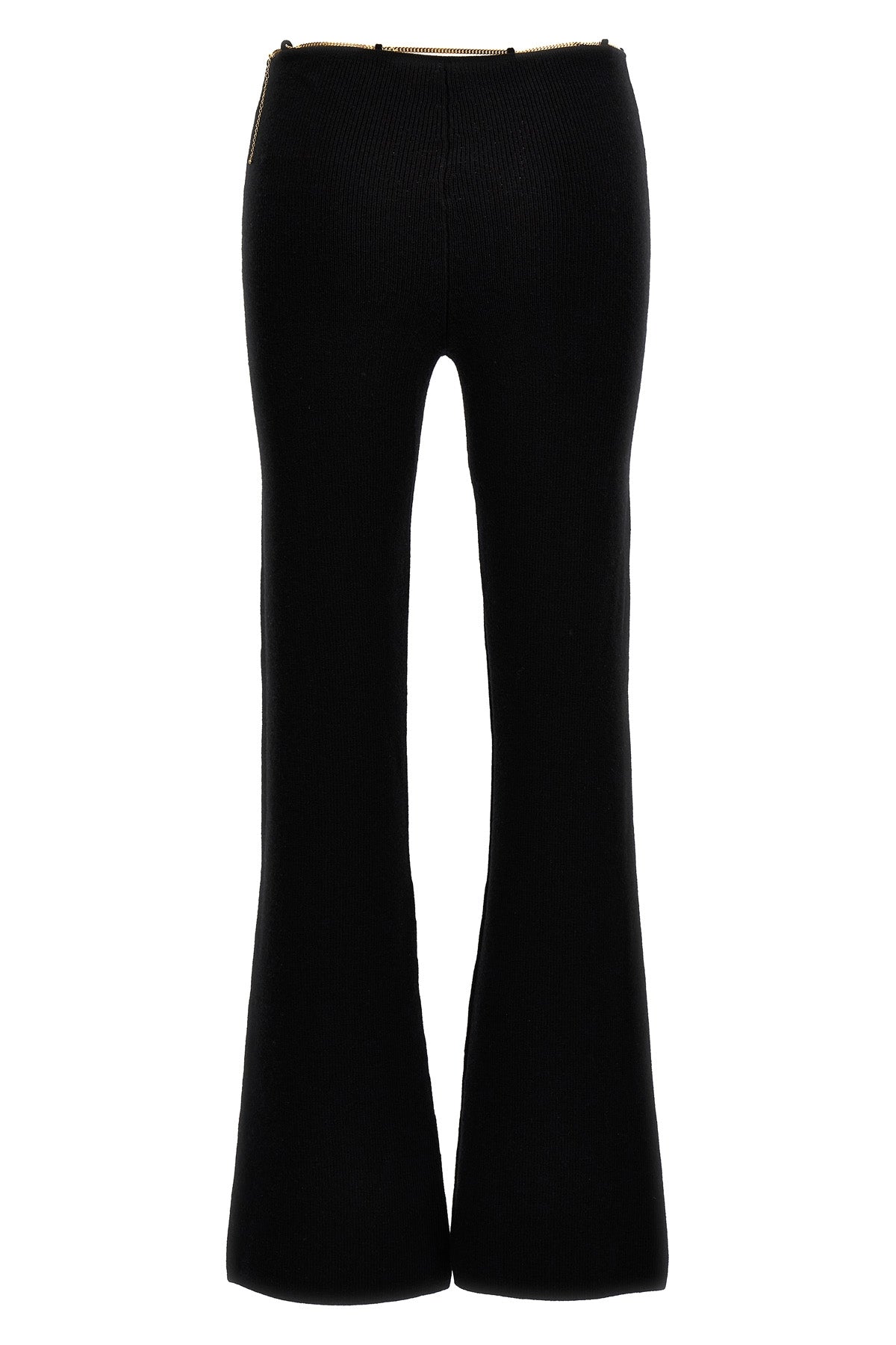 gold nameplate chain wool blend pants