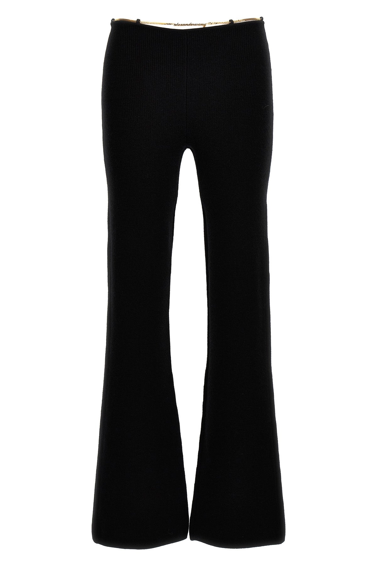 gold nameplate chain wool blend pants