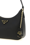 the prada re-edition 2005 shoulder bag is made of fine black saffiano leather