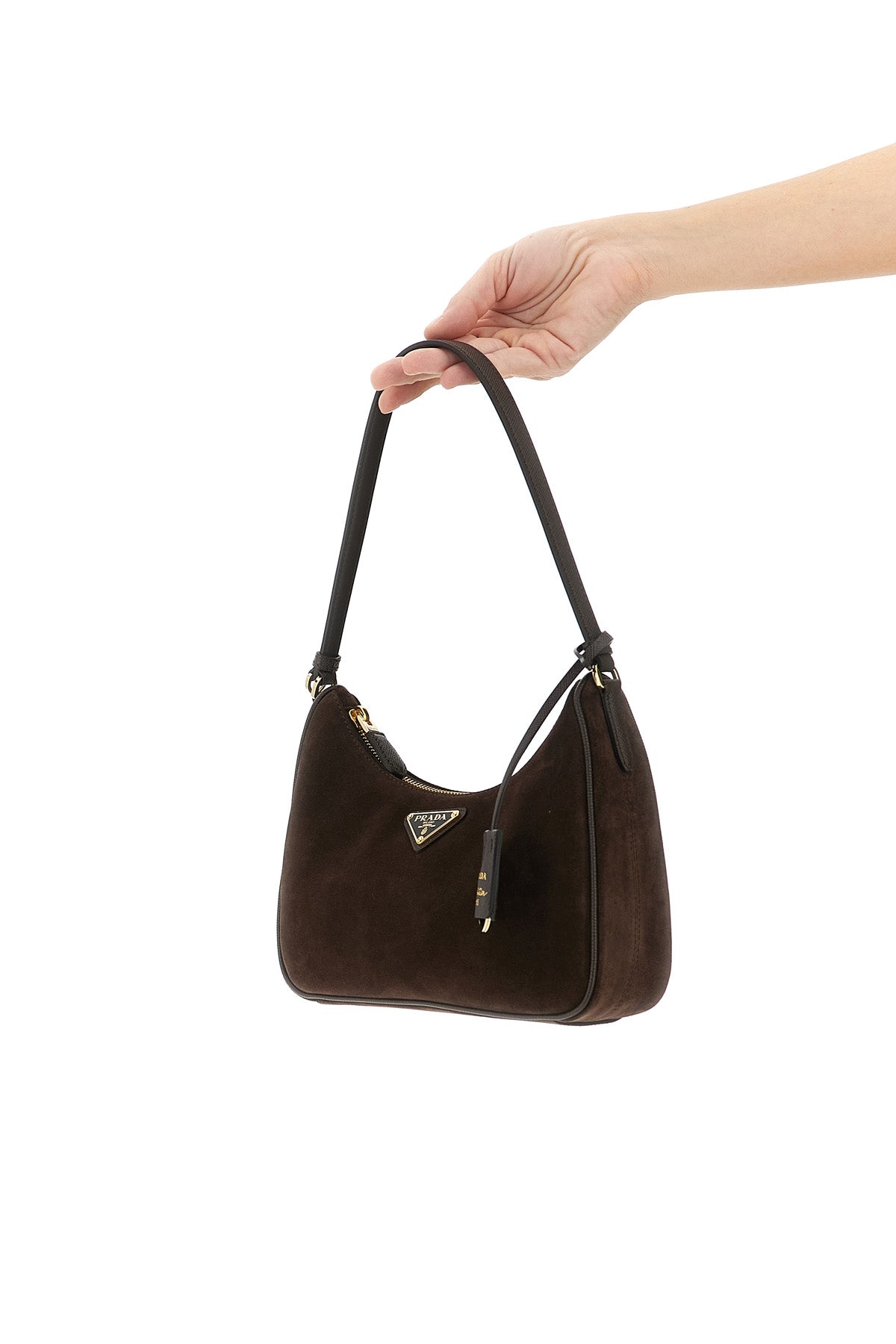 prada re-edition 2005 mini shoulder bag in suede and saffiano leather