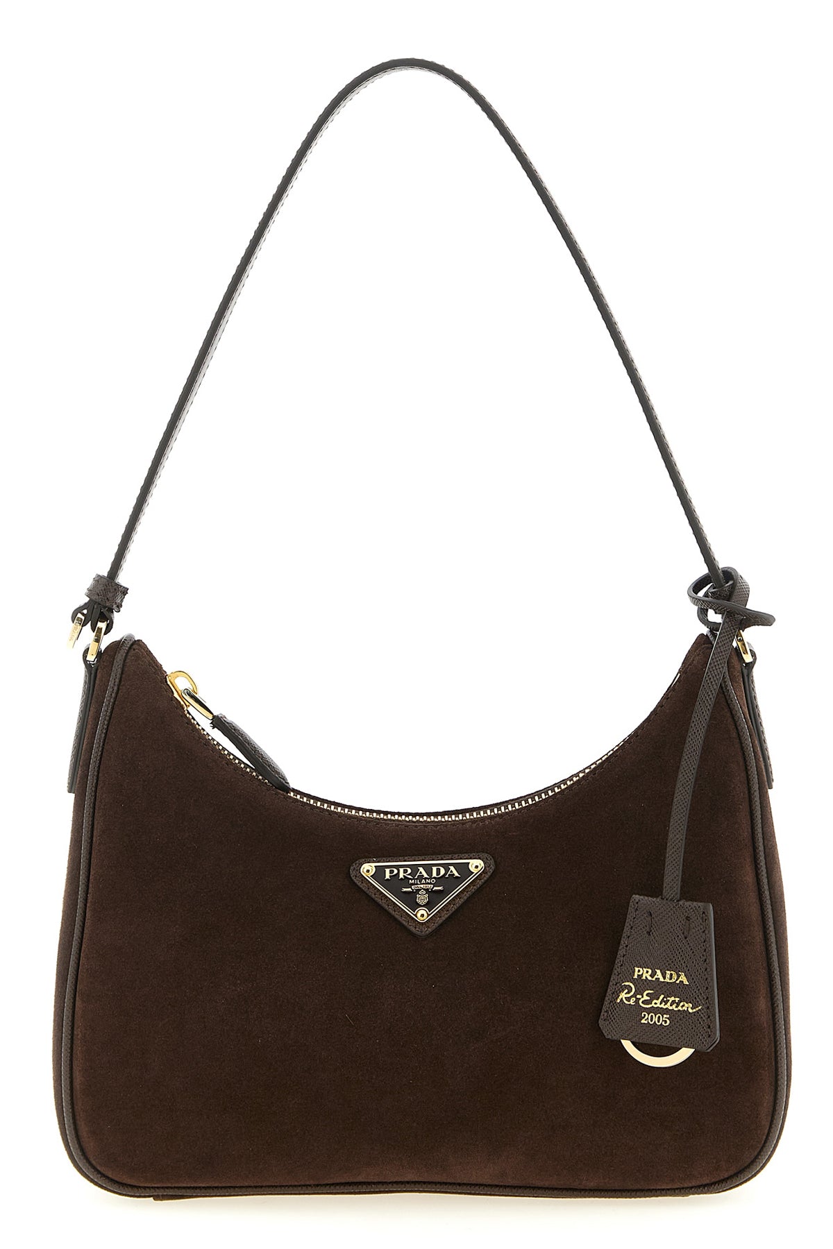prada re-edition 2005 mini shoulder bag in suede and saffiano leather
