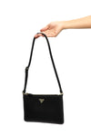 re-nylon and saffiano leather shoulder bag