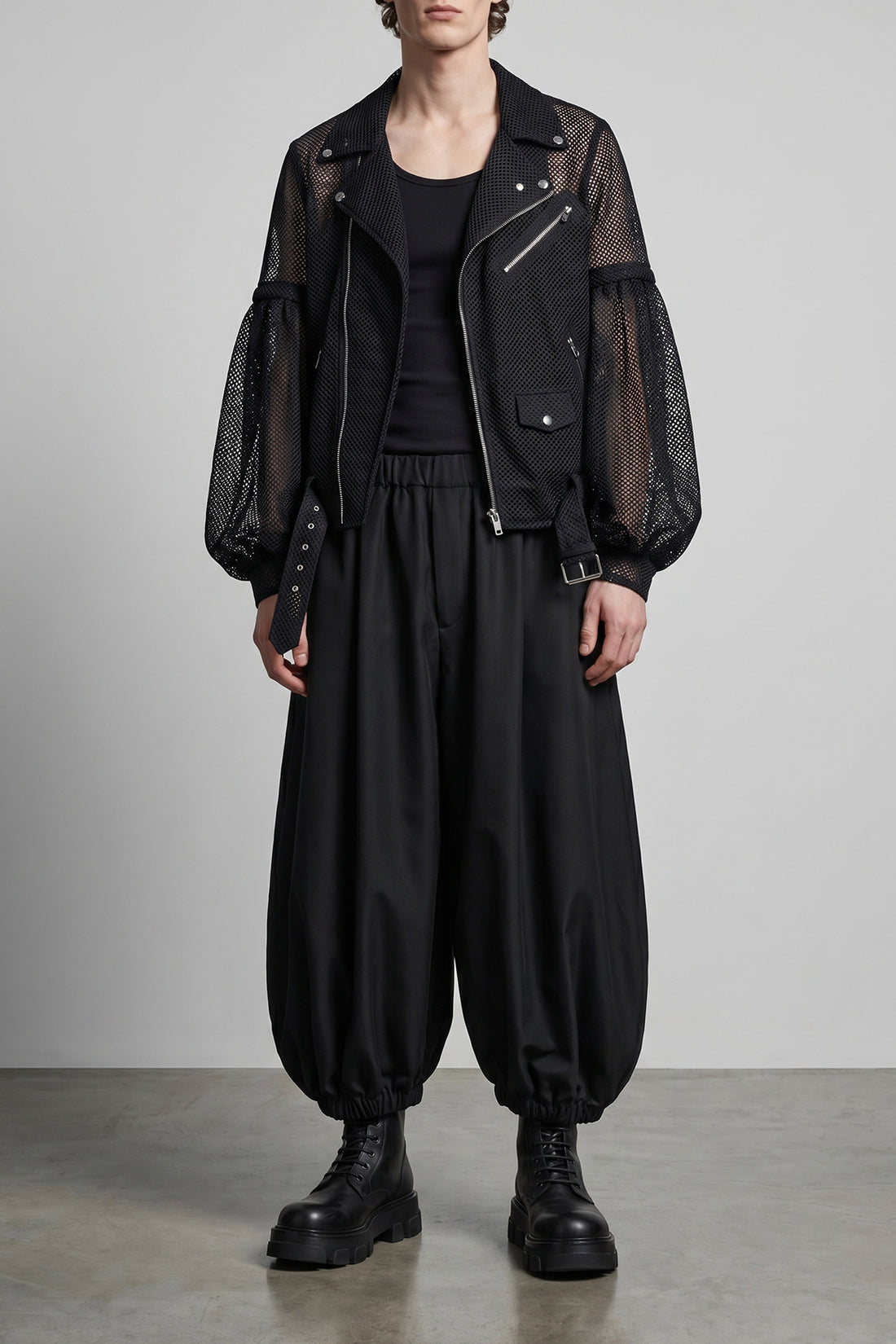 COMME DES GARCONS BLACK L mesh fabric jacket