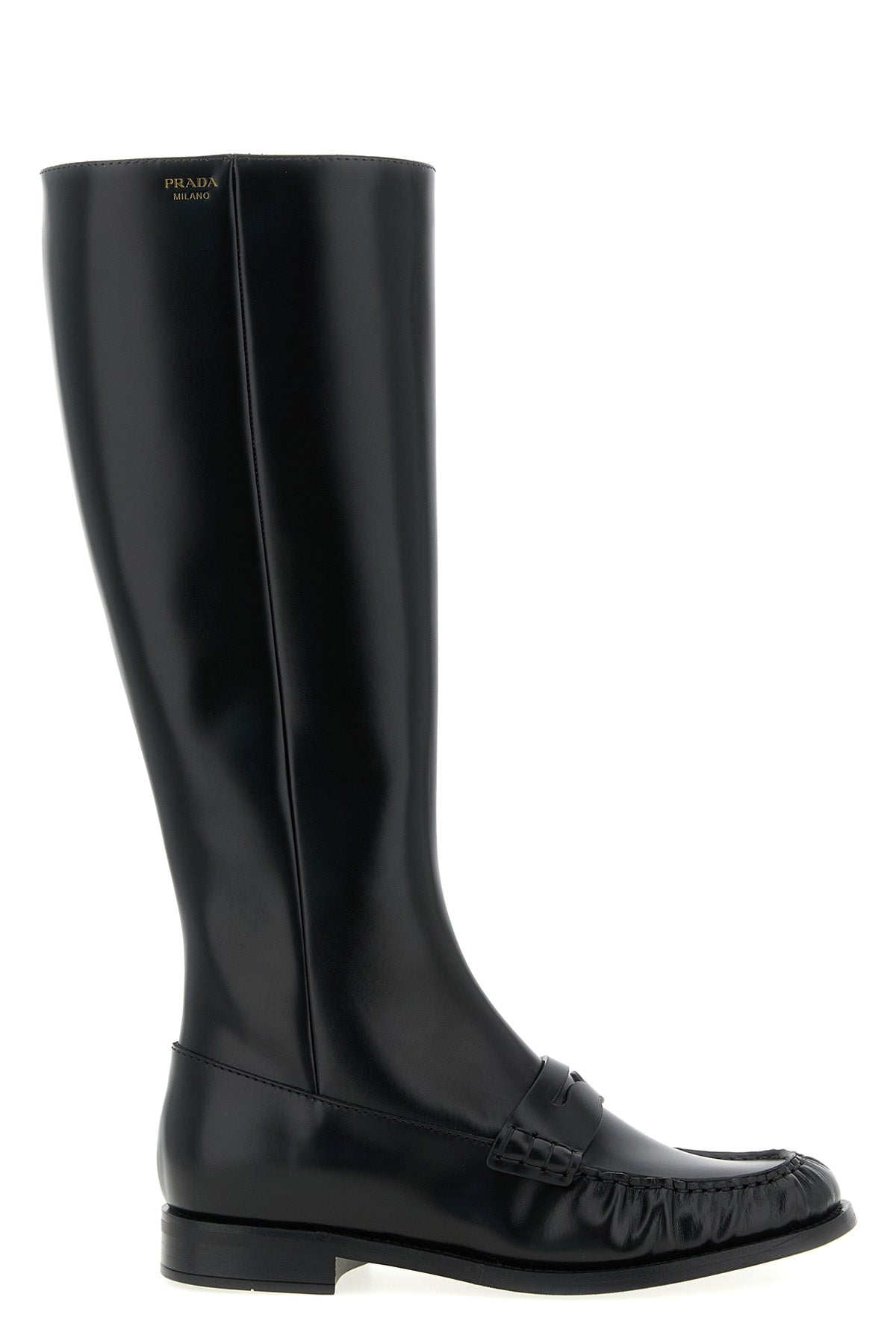 high boots in brushed calf leather