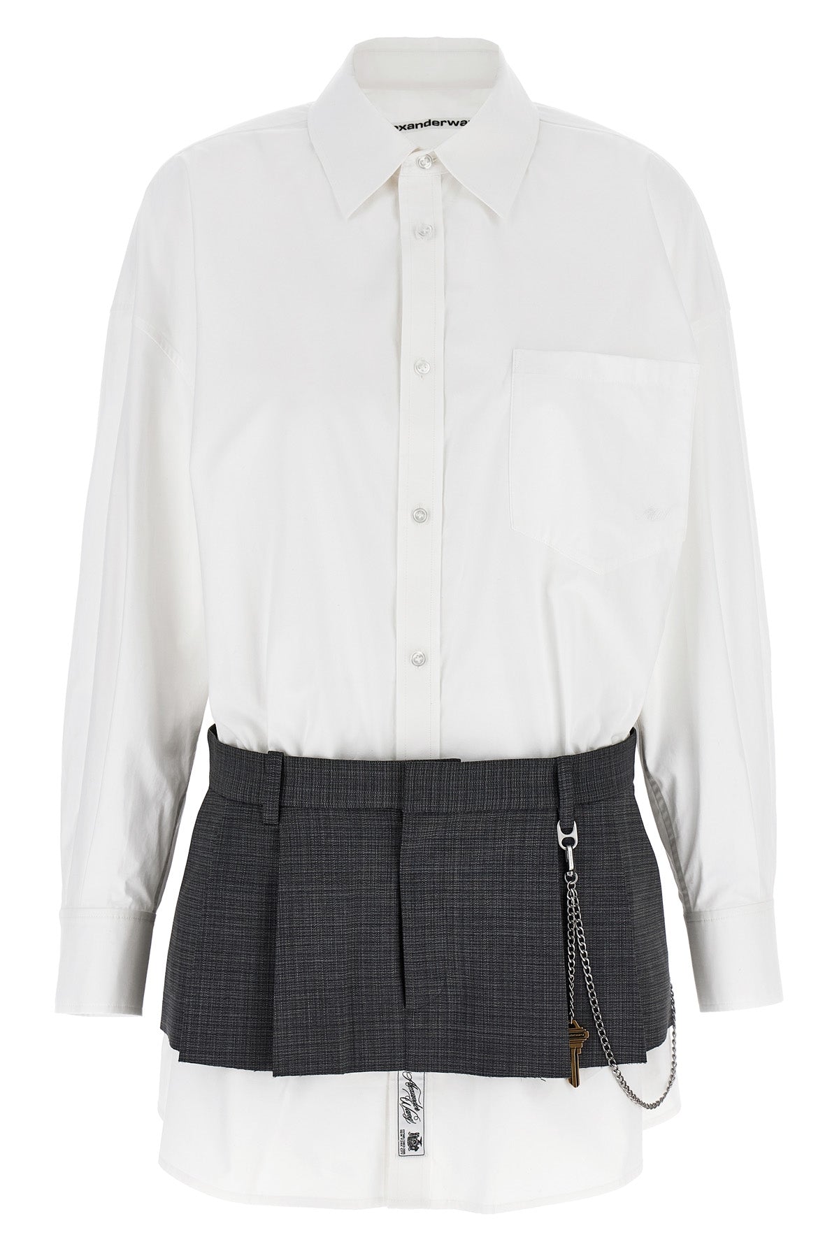 pre-styled shirt dress w chain cotton dress