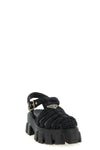 monolith sandals in woven raffia fabric