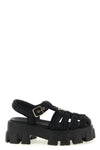 monolith sandals in woven raffia fabric