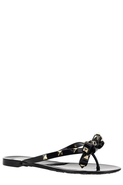 Rockstud PVC Bow Thong Sandals