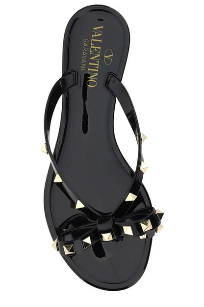 Rockstud PVC Bow Thong Sandals