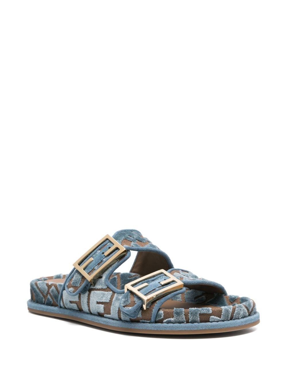 fendi feel ff jacquard velvet slides