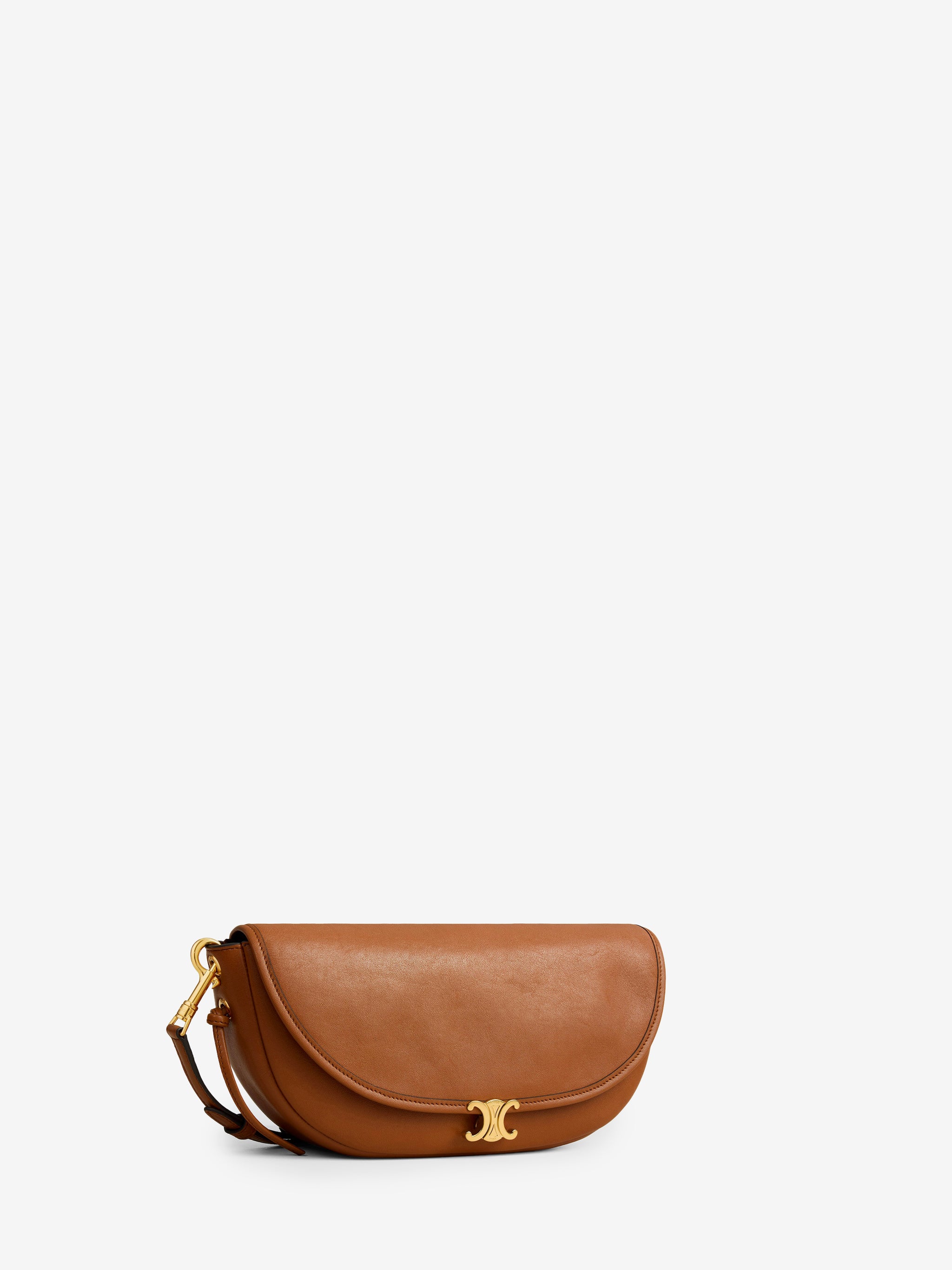 tan small triomphe halfmoon bag